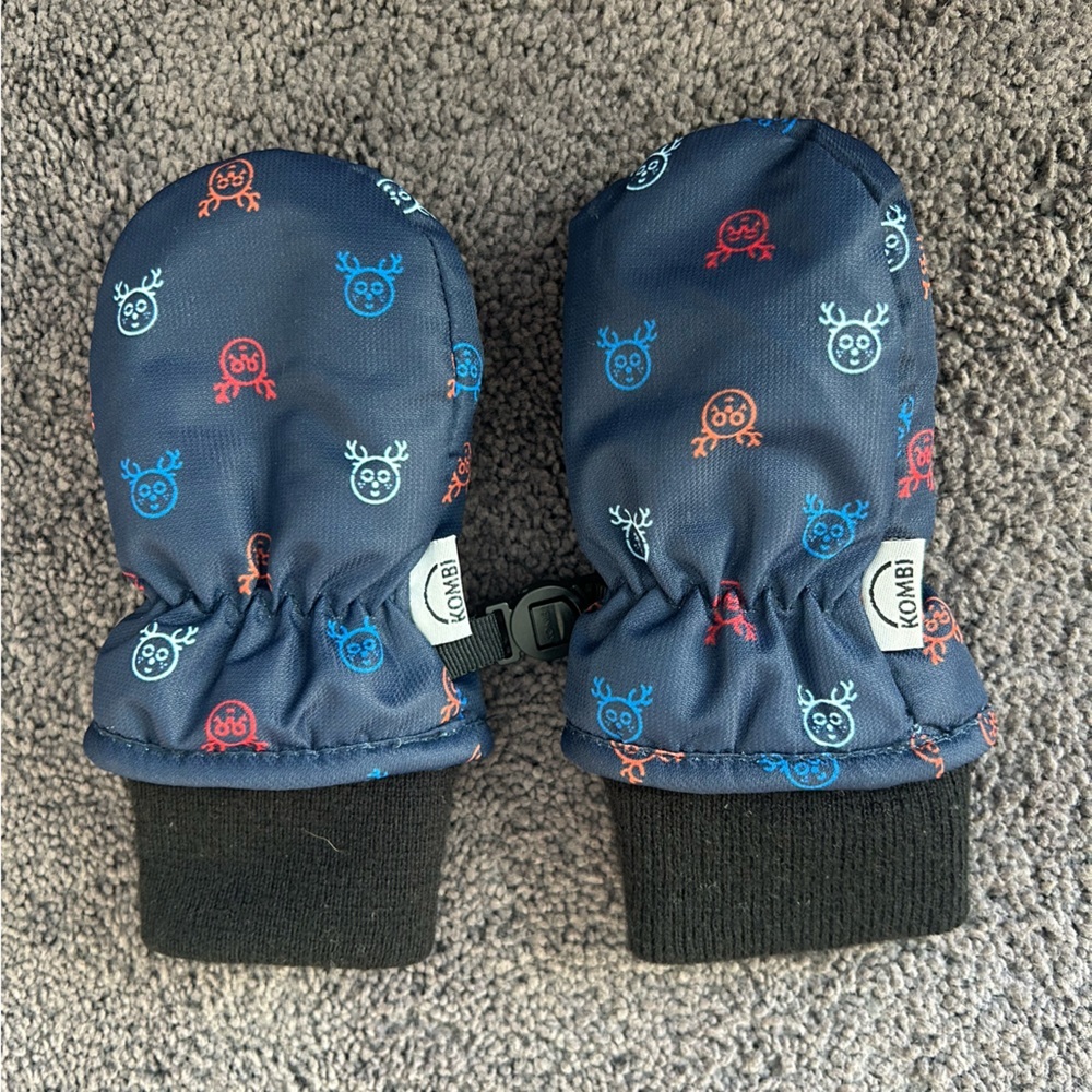 Kombi Infant Navy Mittens with Fun Print